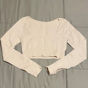 OQQ Athletic Cropped Yoga Long Sleeve Ribbed Shirt